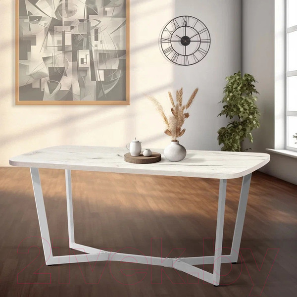 Изображение товара Обеденный стол Millwood Лофт Мюнхен 160x80x75 (дуб белый Craft/металл белый)