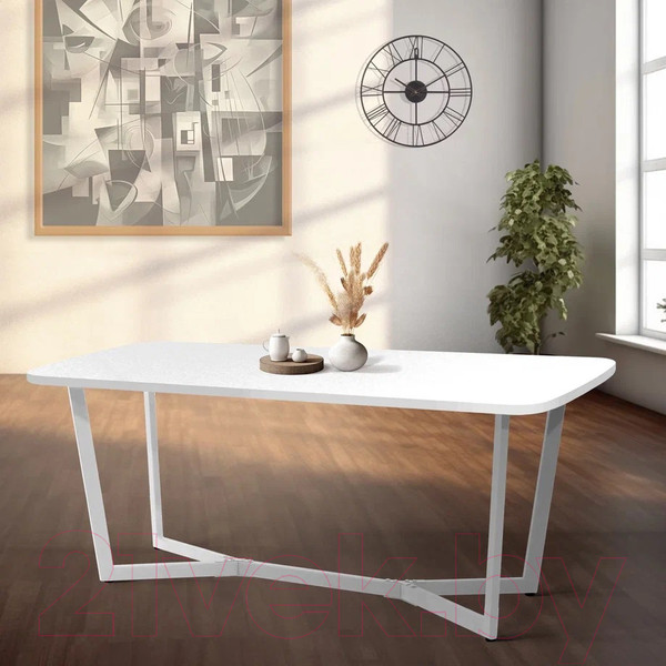 Изображение товара Обеденный стол Millwood Лофт Мюнхен 180x90x75 (белый/металл белый)