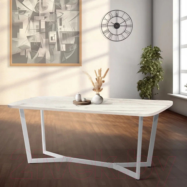 Изображение товара Обеденный стол Millwood Лофт Мюнхен 180x90x75 (дуб белый Craft/металл белый)