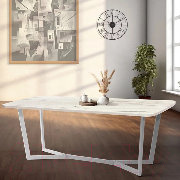 Изображение товара Обеденный стол Millwood Лофт Мюнхен 200x100x75 (дуб белый Craft/металл белый)