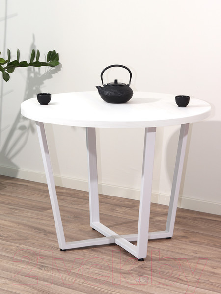 Изображение товара Обеденный стол Millwood Лофт Орлеан Л D100x75 (белый/металл белый)