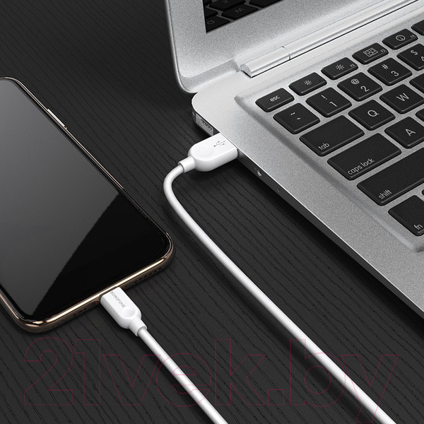 Изображение товара Кабель Borofone BX14 LinkJet AM-8pin Lightning (2м, белый)
