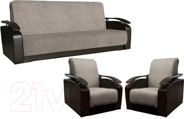 Изображение товара Комплект мягкой мебели Асмана Антуан (рогожка беж/кожзам коричневый)