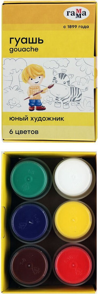 Изображение товара Гуашь ГАММА Юный художник / 221009 (6цв)