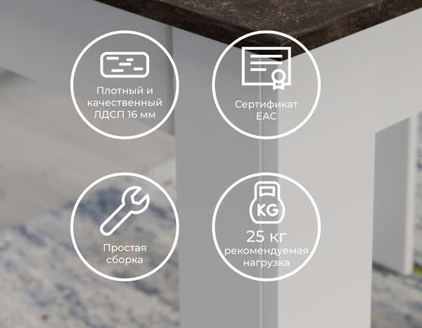 Изображение товара Обеденный стол ТриЯ Промо тип 1 (белый/ателье темный)