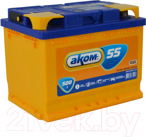 Изображение товара Автомобильный аккумулятор AKOM 6СТ-55 Рус L+ 500A (55 А/ч)