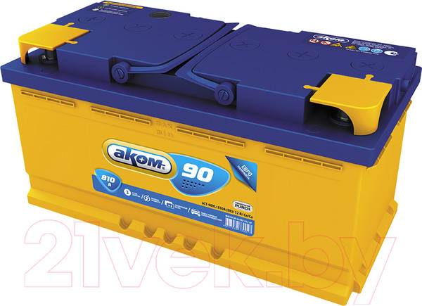 Изображение товара Автомобильный аккумулятор AKOM 6СТ-90 Евро R+ 810A (90 А/ч)