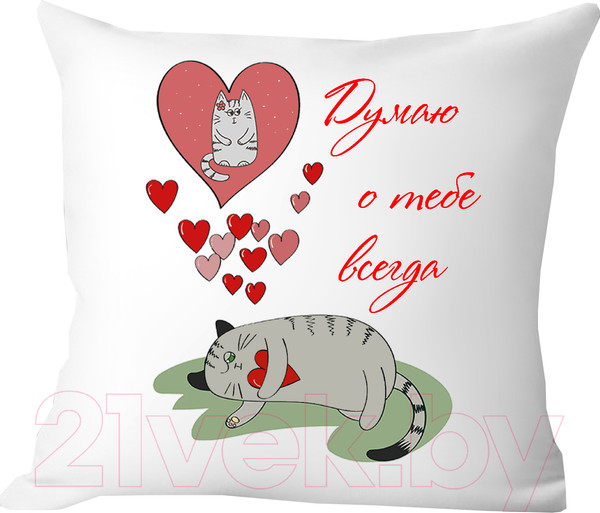 Изображение товара Подушка декоративная Print Style Думаю о тебе всегда 40х40love13