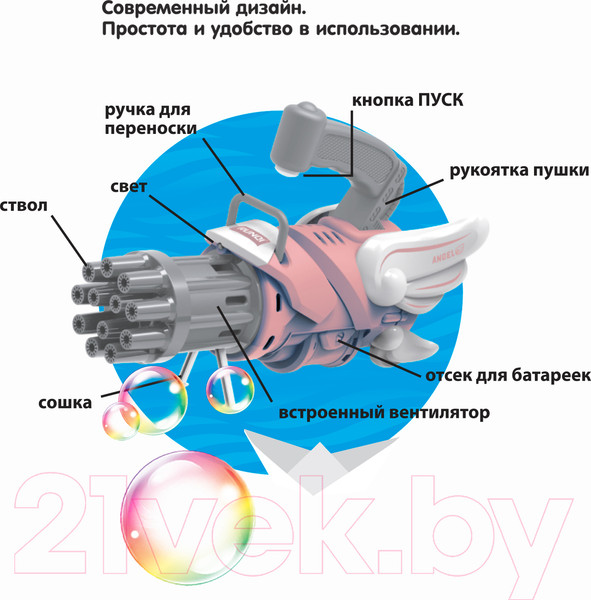 Изображение товара Набор мыльных пузырей Bondibon Наше Лето. Пистолет для мыльных пузырей / ВВ5423-Б (розовый)