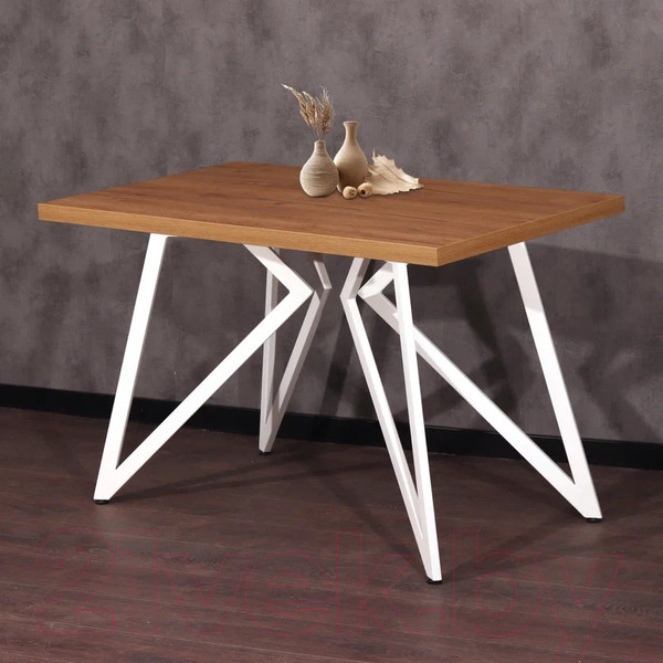 Изображение товара Обеденный стол Millwood Женева Л 130x80x75 (дуб золотой Craft/металл белый)