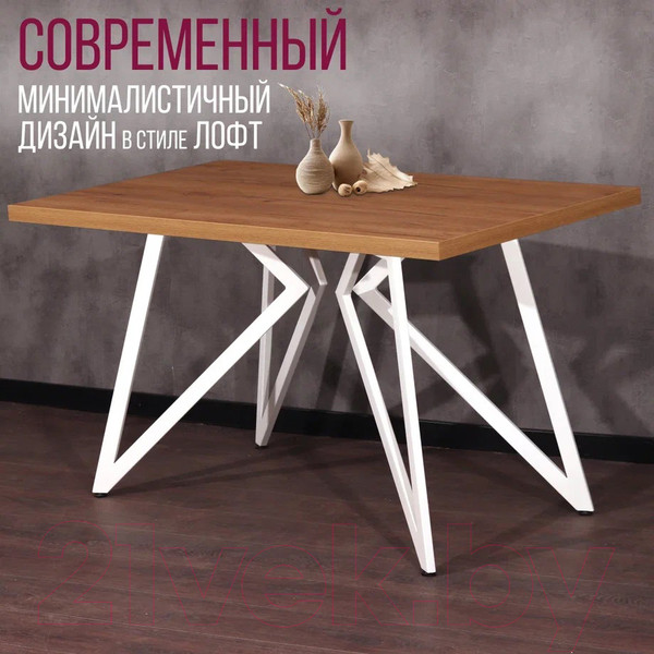 Изображение товара Обеденный стол Millwood Женева Л 160x80x75 (дуб золотой Craft/металл белый)