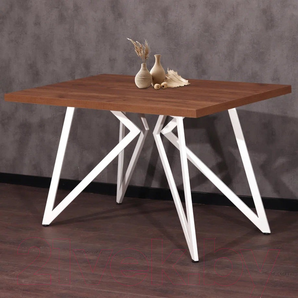 Изображение товара Обеденный стол Millwood Женева Л 160x80x75 (дуб табачный Craft/металл белый)