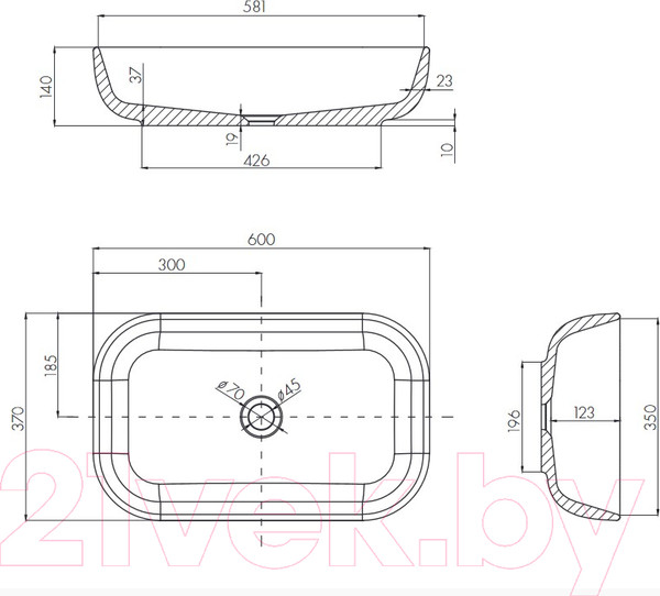 Изображение товара Умывальник Акватон Лола 60 (1A73313KLK010)
