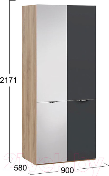 Изображение товара Шкаф ТриЯ Глосс с 1 зерк. и 1 дверью СМ-319.07.213 (яблоня беллуно/стекло графит матовый)