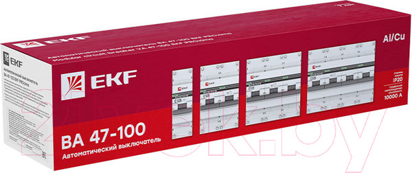 Изображение товара Выключатель автоматический EKF PROxima ВА 47-100 3P 125А (D) 10kA / mcb47100-3-125D-pro