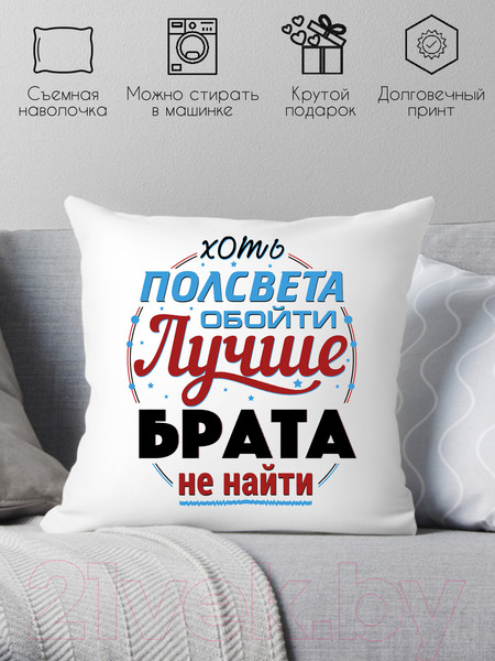 Изображение товара Подушка декоративная Print Style Хоть пол света обойди, лучше брата не найти 40x40raz13