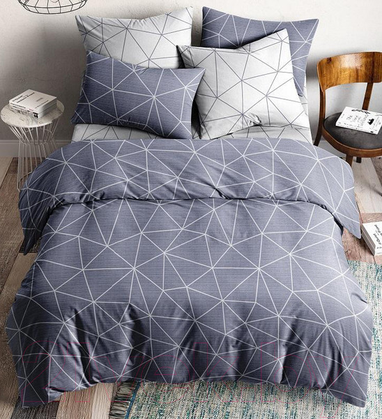 Изображение товара Комплект постельного белья Ночь нежна Грань Стандарт сем 70x70 / 7352-2+7353-1 (серый)