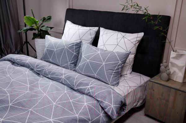 Изображение товара Комплект постельного белья Ночь нежна Грань Стандарт сем 70x70 / 7352-2+7353-1 (серый)