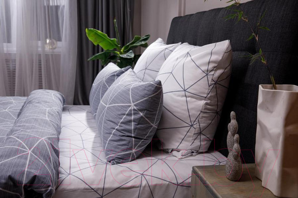 Изображение товара Комплект постельного белья Ночь нежна Грань Стандарт сем 70x70 / 7352-2+7353-1 (серый)