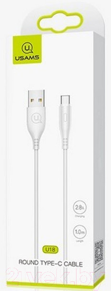 Изображение товара Кабель Usams U18 Round Type-C / SJ267USB02 (1м, белый)