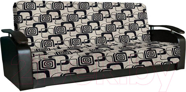 Изображение товара Диван Асмана Антуан (рогожка кубики коричневые/кожзам коричневый)