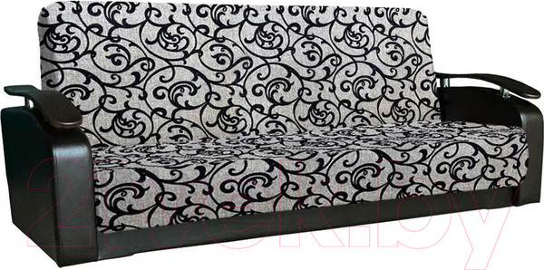 Изображение товара Диван Асмана Антуан (рогожка завиток черный/кожзам черный)