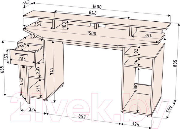 Изображение товара Компьютерный стол Интерлиния Skill-1 (антрацит/антрацит)