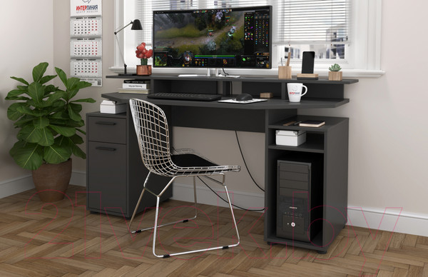 Изображение товара Компьютерный стол Интерлиния Skill-1 (антрацит/антрацит)