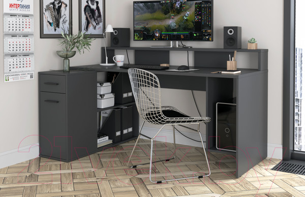 Изображение товара Компьютерный стол Интерлиния Skill-2 (антрацит/антрацит)