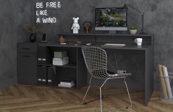 Изображение товара Письменный стол Интерлиния Skill-3 (антрацит/антрацит)