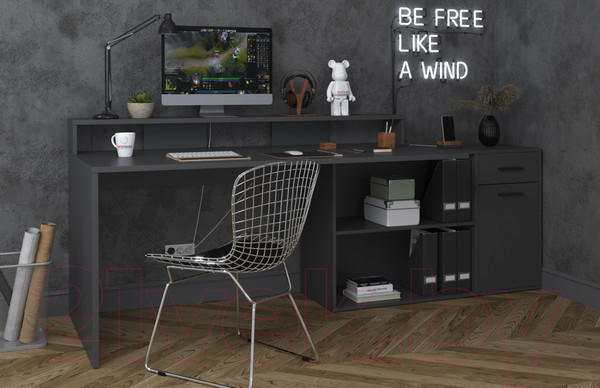 Изображение товара Письменный стол Интерлиния Skill-3 (антрацит/антрацит)