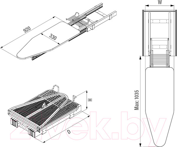 Изображение товара Гладильная доска Starax S-6616-G (серый)