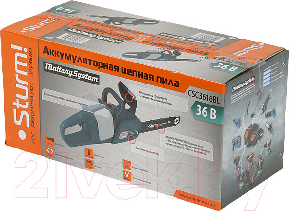 Изображение товара Пила цепная аккумуляторная Sturm! CSC3616BL