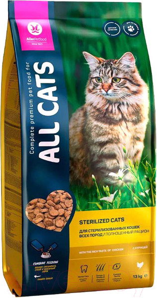 Изображение товара Сухой корм для кошек All Cats Для стерилизованных с курицей (13кг)