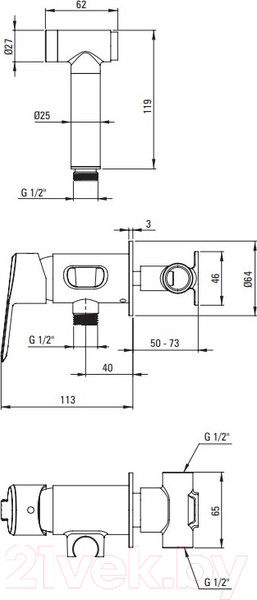 Изображение товара Гигиенический душ со смесителем Deante Arnika BQA Z34M