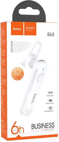 Изображение товара Односторонняя гарнитура Hoco E63 (белый)