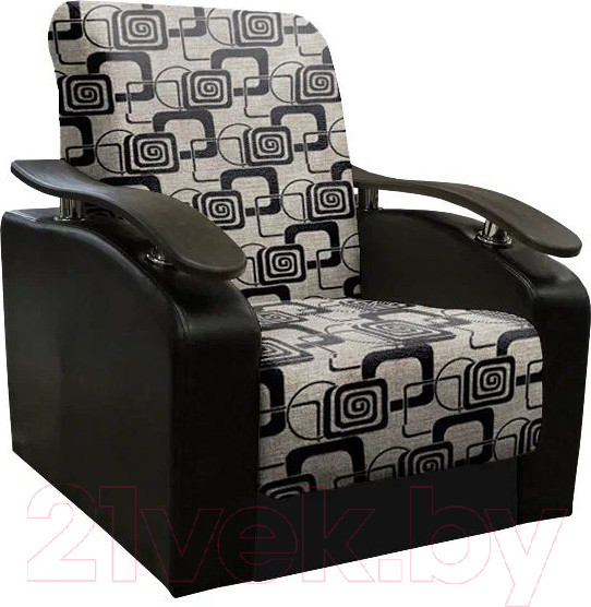 Изображение товара Кресло мягкое Асмана Антуан (рогожка кубики коричневые/кожзам коричневый)