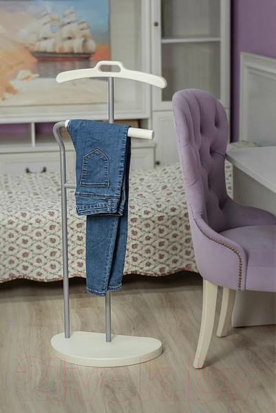 Изображение товара Стойка для одежды Мебелик Костюмная Д 10 (металлик/слоновая кость)