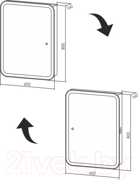 Изображение товара Шкаф с зеркалом для ванной Silver Mirrors Фиджи Flip 60 / LED-00002472