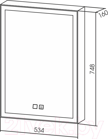 Изображение товара Шкаф с зеркалом для ванной Silver Mirrors Киото 50 / LED-00002356