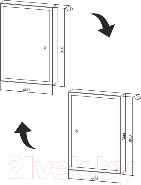 Изображение товара Шкаф с зеркалом для ванной Silver Mirrors Киото Flip 60 / LED-00002474