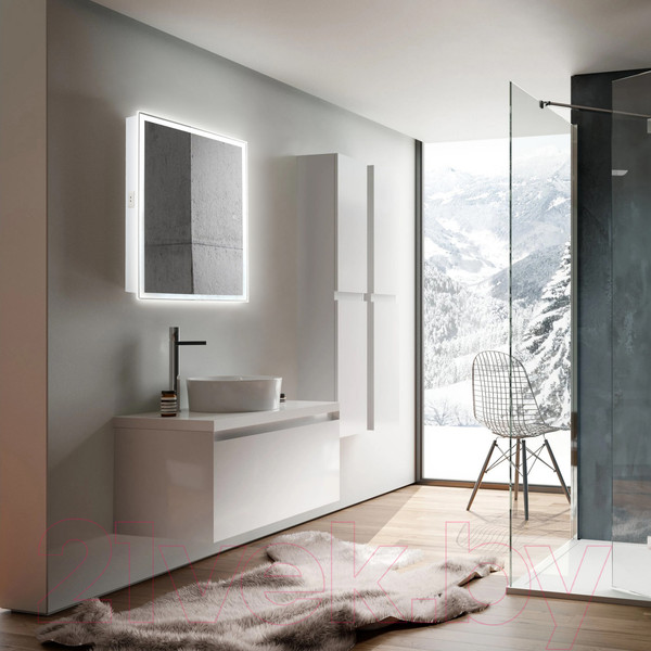 Изображение товара Шкаф с зеркалом для ванной Silver Mirrors Киото Flip 60 / LED-00002474