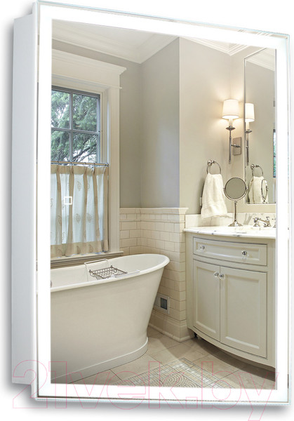 Изображение товара Шкаф с зеркалом для ванной Silver Mirrors Киото Flip 60 / LED-00002474