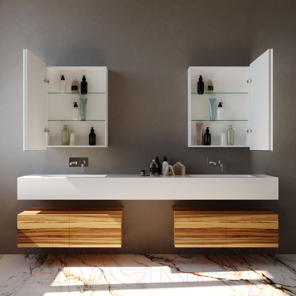 Изображение товара Шкаф с зеркалом для ванной Silver Mirrors Киото Flip 60 / LED-00002474