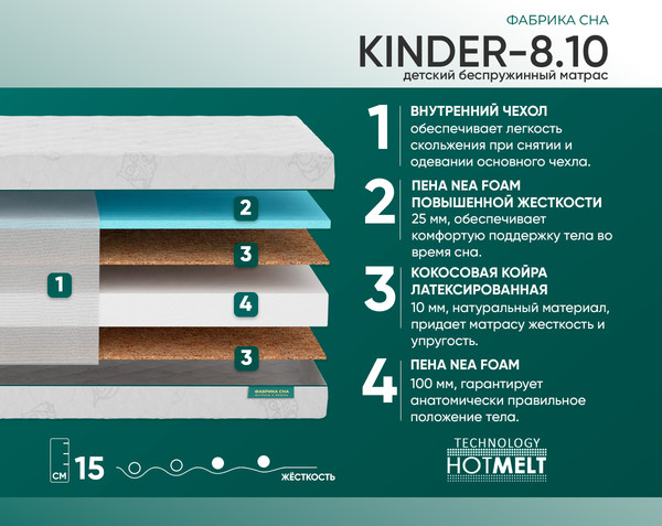 Изображение товара Детский матрас Фабрика сна Kinder-8.10 70x160