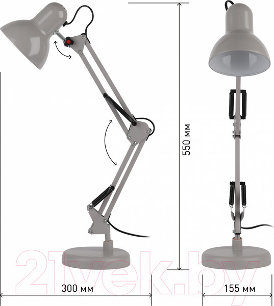 Изображение товара Настольная лампа ЭРА N-214-E27-40W-GY / Б0052762 (серый)