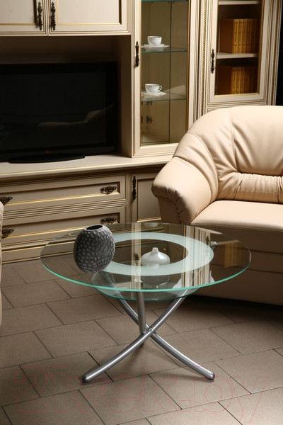 Изображение товара Журнальный столик Мебелик Дуэт 4 (металлик/прозрачный)