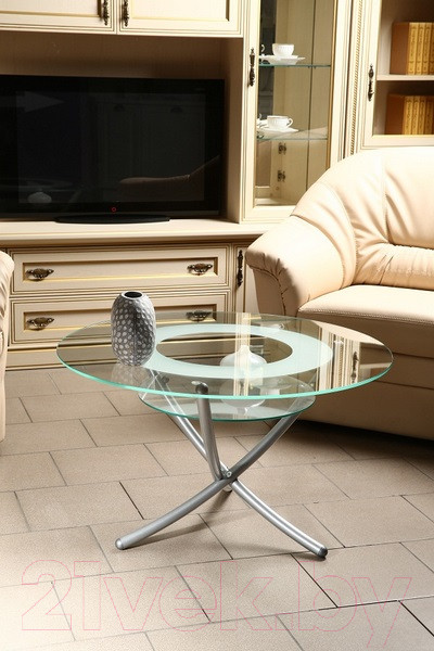 Изображение товара Журнальный столик Мебелик Дуэт 4 (металлик/прозрачный)