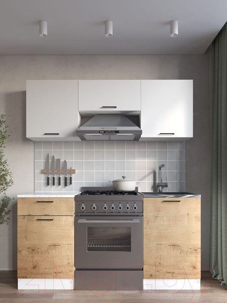 Изображение товара Кухонный гарнитур ДСВ Дуся-2 1.6 (белый бриллиант/дуб бунратти)