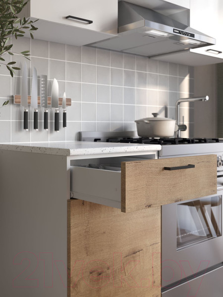 Изображение товара Кухонный гарнитур ДСВ Дуся-2 1.6 (белый бриллиант/дуб бунратти)